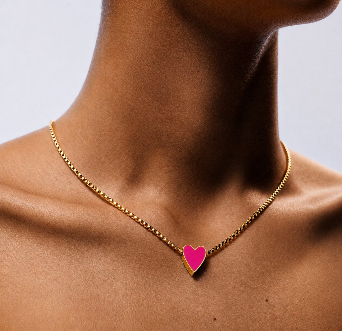 Identity Bubble pink Heart charm necklace
